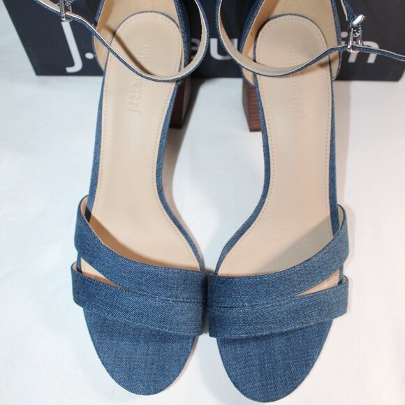 NWB J.Mclaughlin Denim Chunk Heel Sandals Shauna Heeled 9.5 - Picture 4 of 5